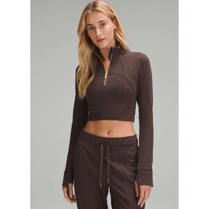 Lululemon Define Cropped Half Zip Luon Espresso Size 8